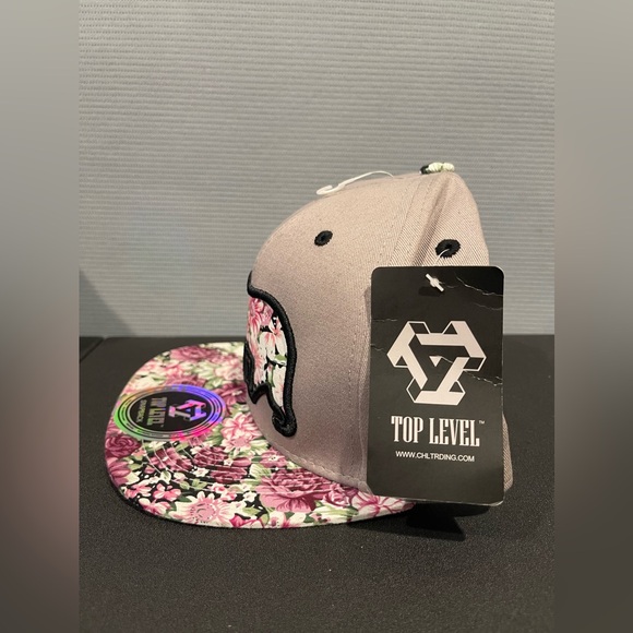 Top Level Mens California Republic Bear Snapback Cap Hat (Grey Flower) - Picture 2 of 5